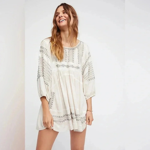 Free People Tops - Free People Wild One Embroidered Top in Ivory size XS